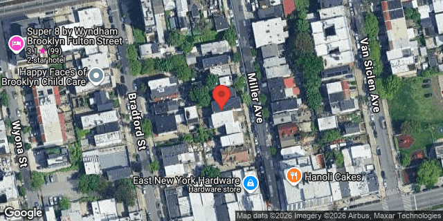 Aerial map of 172 MILLER AVENUE, Brooklyn