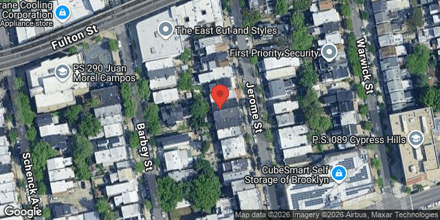 Aerial map of 168 JEROME STREET, Brooklyn