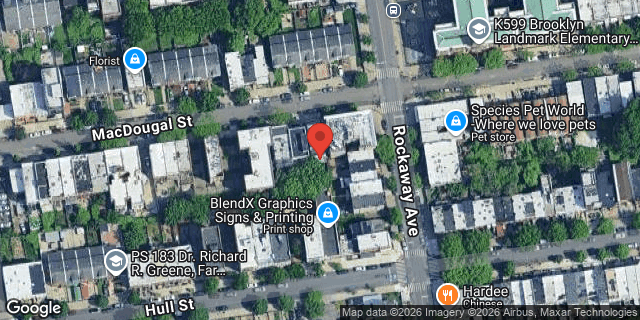 Aerial map of 222 MAC DOUGAL STREET, Brooklyn