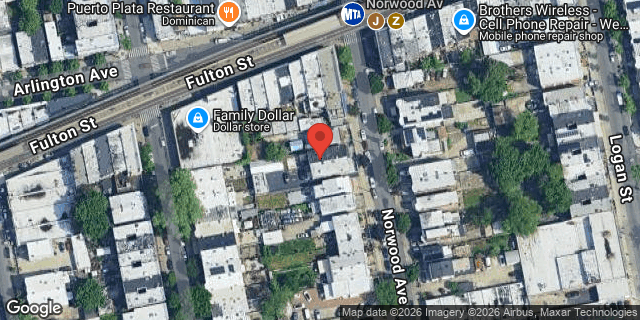 Aerial map of 206 NORWOOD AVENUE, Brooklyn
