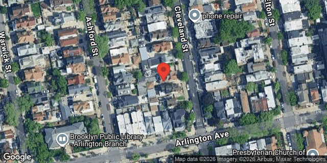 Aerial map of 168 CLEVELAND STREET, Brooklyn