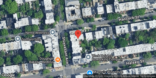 Aerial map of 293 STUYVESANT AVENUE, Brooklyn