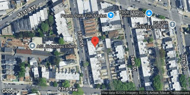 Aerial map of 92-29 75 STREET, Queens