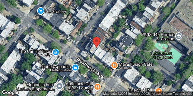 Aerial map of 1323 BUSHWICK AVENUE, Brooklyn