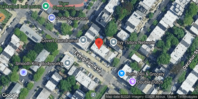 Aerial map of 651 EVERGREEN AVENUE, Brooklyn