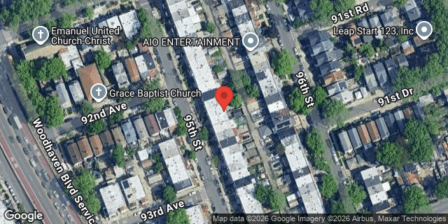 Aerial map of 92-07 95 STREET, Queens