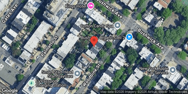 Aerial map of 35 WOODBINE STREET, Brooklyn