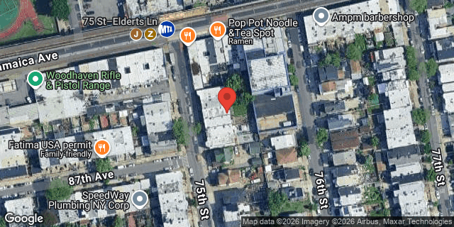 Aerial map of 86-15 75 STREET, Queens