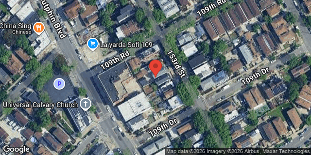 Aerial map of 109-32 153 STREET, Queens