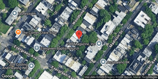 Aerial map of 118 WOODBINE STREET, Brooklyn