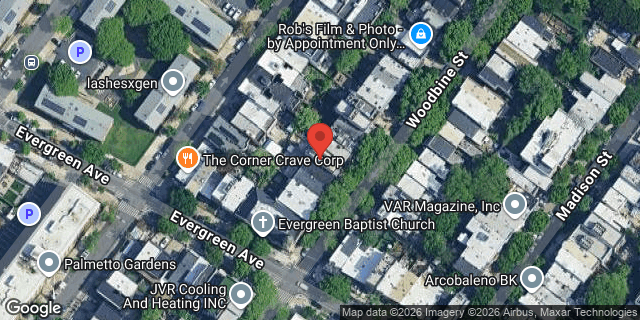 Aerial map of 111 WOODBINE STREET, Brooklyn