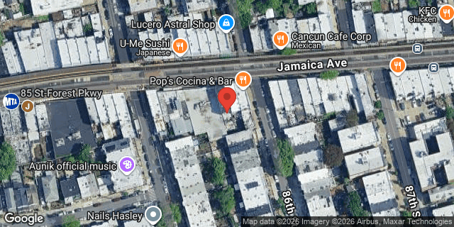 Aerial map of 85-18 JAMAICA AVENUE, Queens