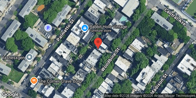 Aerial map of 131 WOODBINE STREET, Brooklyn