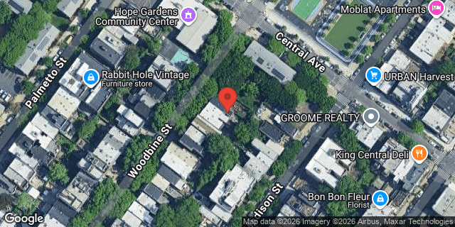 Aerial map of 144 WOODBINE STREET, Brooklyn