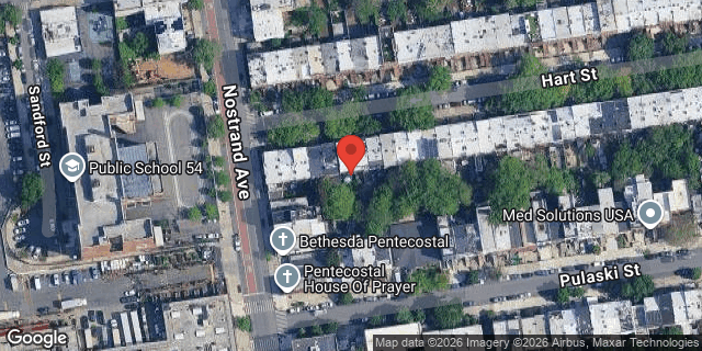 Aerial map of 12 HART STREET, Brooklyn