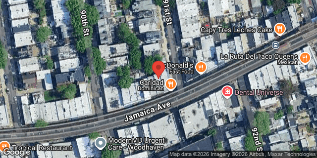Aerial map of 90-17 JAMAICA AVENUE, Queens