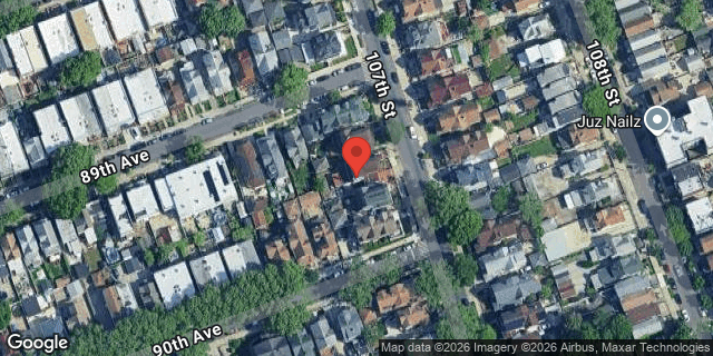 Aerial map of 89-10 107 STREET, Queens