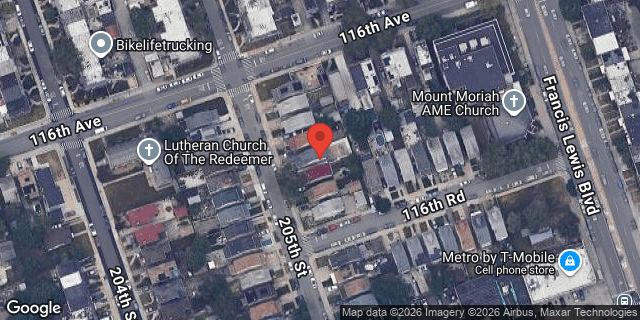Aerial map of 116-15 205 STREET, Queens
