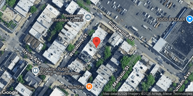 Aerial map of 400 WOODBINE STREET, Brooklyn
