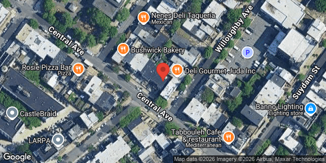 Aerial map of 141 CENTRAL AVENUE, Brooklyn
