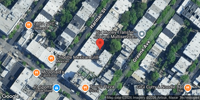 Aerial map of 296 HARMAN STREET, Brooklyn