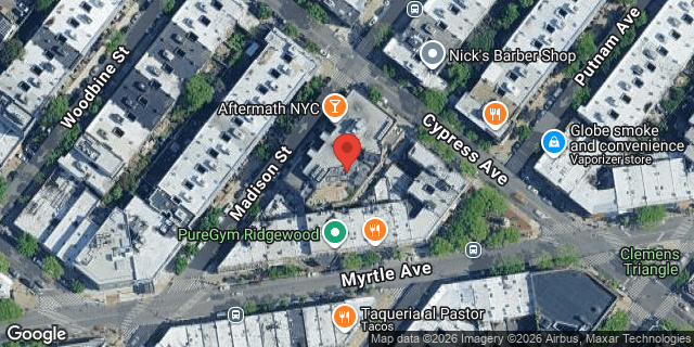 Aerial map of 55-27 MYRTLE AVENUE, Queens