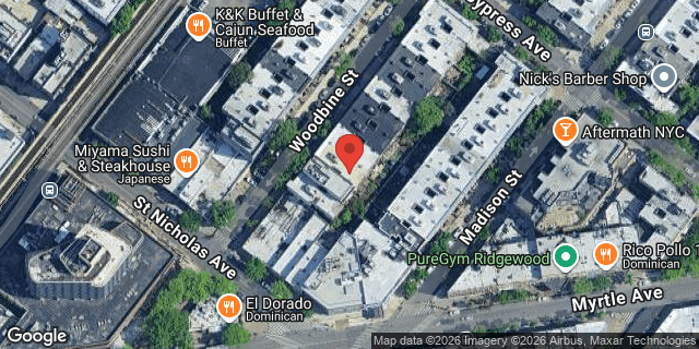 Aerial map of 1666 WOODBINE STREET, Queens