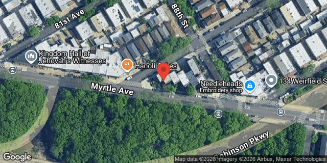 Aerial map of 87-47 MYRTLE AVENUE, Queens