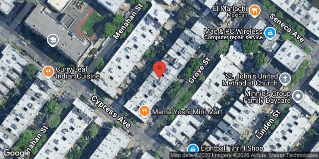 Aerial map of 1723 GROVE STREET, Queens