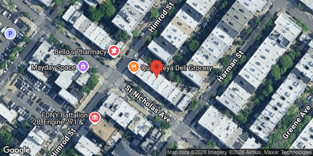Aerial map of 187 ST NICHOLAS AVENUE, Brooklyn