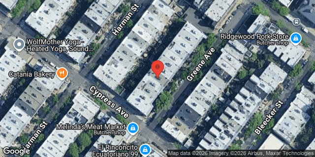Aerial map of 1719 GREENE AVENUE, Queens