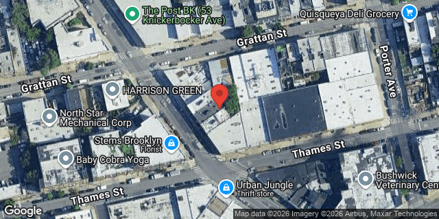 Aerial map of 93 KNICKERBOCKER AVENUE, Brooklyn