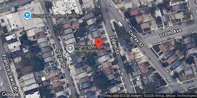Aerial map of 110-28 208 STREET, Queens