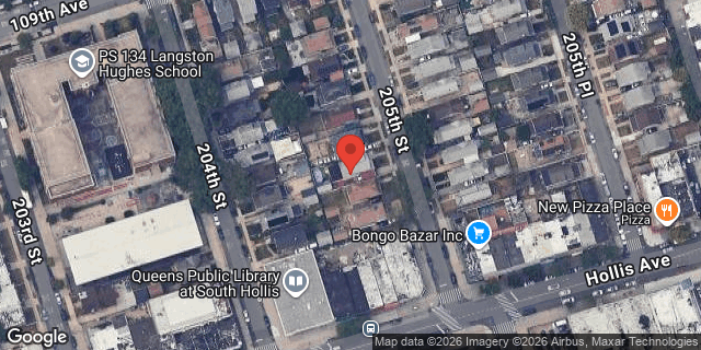 Aerial map of 109-28 205 STREET, Queens