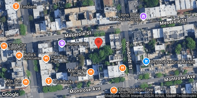 Aerial map of 180 MESEROLE STREET, Brooklyn