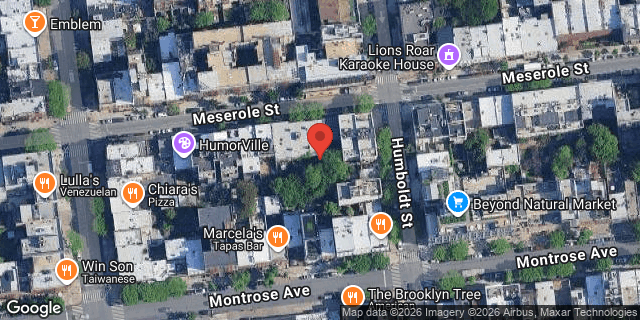 Aerial map of 182 MESEROLE STREET, Brooklyn