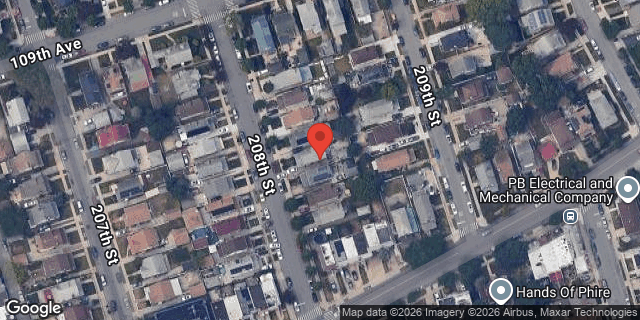 Aerial map of 109-25 208 STREET, Queens