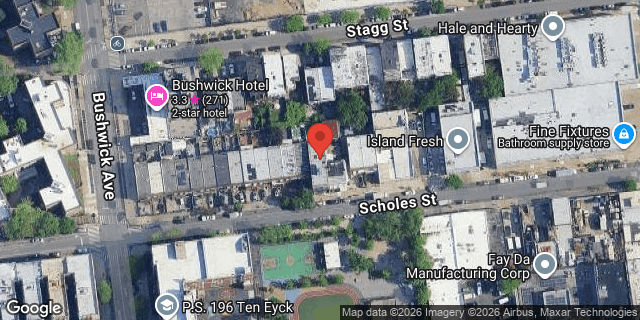 Aerial map of 241 SCHOLES STREET, Brooklyn
