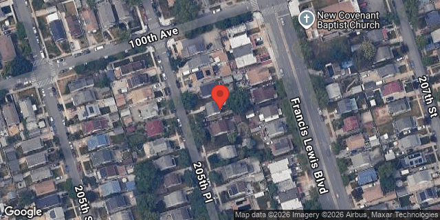 Aerial map of 100-15 205 PLACE, Queens