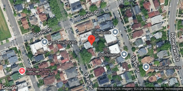 Aerial map of 85-11 168 PLACE, Queens