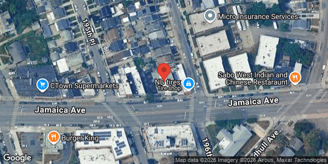 Aerial map of 195-41 JAMAICA AVENUE, Queens