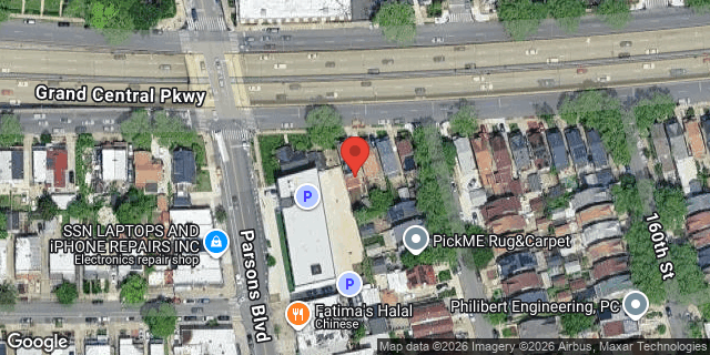 Aerial map of 158-12 GRAND CENTRAL PKWY, Queens