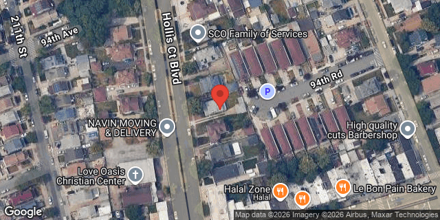 Aerial map of 94-25 HOLLIS COURT BLVD, Queens
