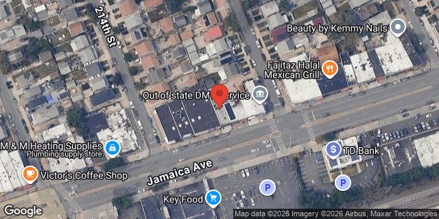 Aerial map of 214-13 JAMAICA AVENUE, Queens
