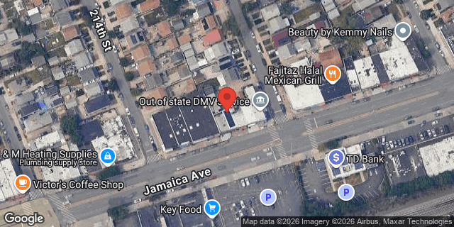 Aerial map of 214-15 JAMAICA AVENUE, Queens