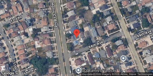 Aerial map of 93-49 HOLLIS COURT BLVD, Queens