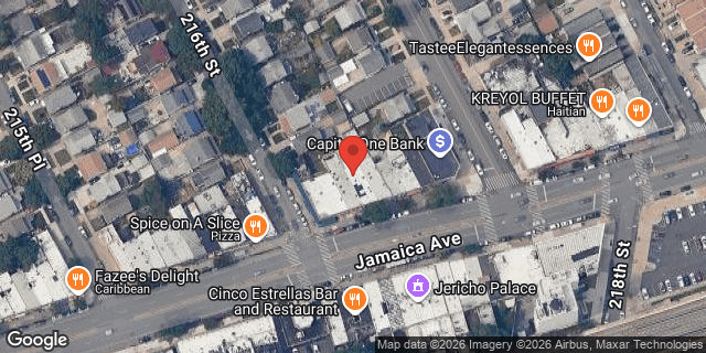 Aerial map of 216-07 JAMAICA AVENUE, Queens