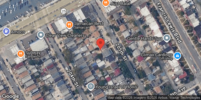 Aerial map of 88-22 205 STREET, Queens