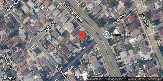 Aerial map of 90-38 HOLLIS COURT BLVD, Queens