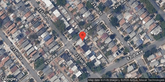 Aerial map of 92-47 215 PLACE, Queens